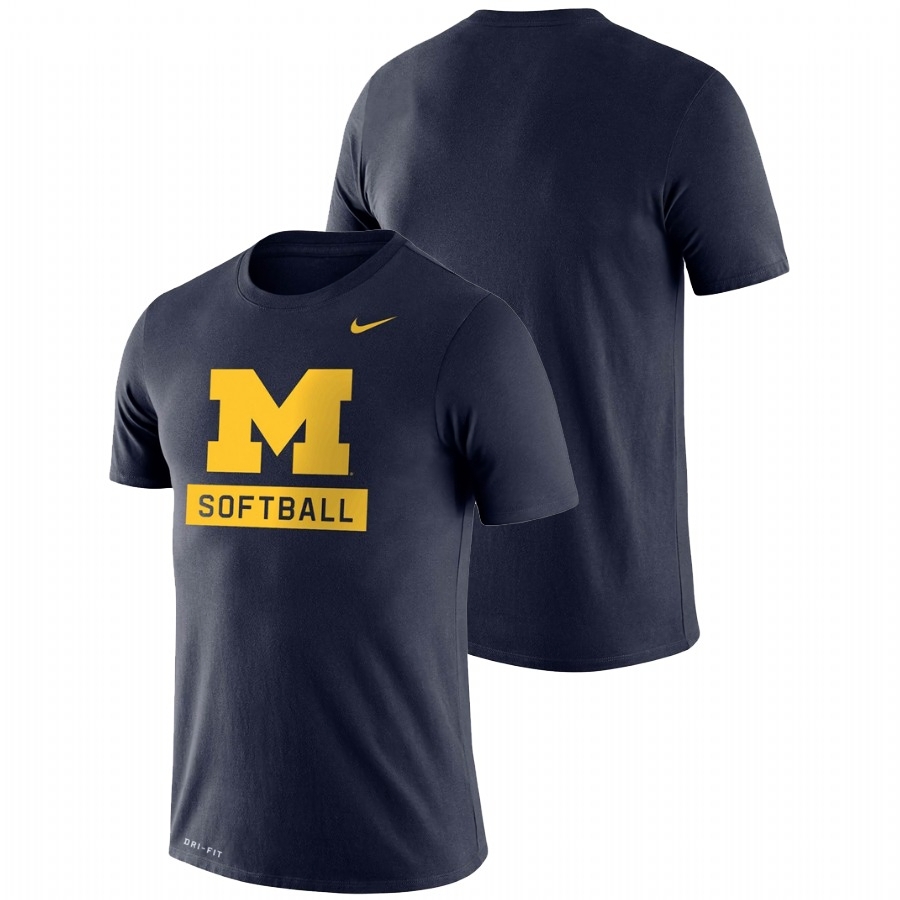 Michigan Wolverines Men's NCAA Navy Softball Drop Legend Performance College Basketball T-Shirt JMX3749EM